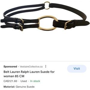 NWOT | Authentic Ralph Lauren Brand Name Tri-Strap Belt in Black